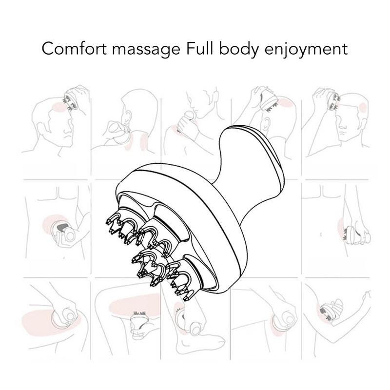 Electric Scalp Massager Red Lighting 6 Modes 4 Massage Head