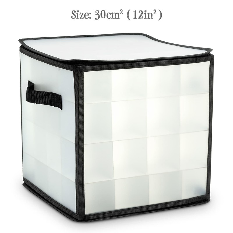 CKB LTD Clear Christmas Bauble Storage Box Cube with Dividers