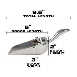LEMONSODA Stainless Steel Utility Ice Scoop - 12 Ounces - Rustproof Metal - Great for Bar, Ice, Flour, Coffee, Containers - Bar Ice Scoop, Dry Bin Scoop, Dry Goods Scoop, Candy Scoop (9.5 Inches)