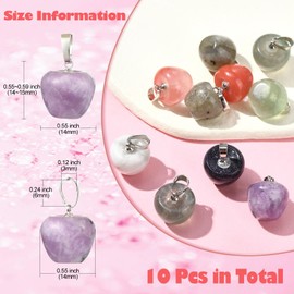 Ipotkitt 10 Pcs Natural Synthetic Gemstone Apple Charms Chakra Healing Stone Charms Crystal Fruit Apple Charms for Bracelet Necklace Earring DIY Craft