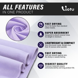 Viiotu 2 Pack Gym Towels for Women (40x80cm/16 x32), Microfiber Quick Dry Workout Towel, Super Absorbent Suede Soft & Skin-Friendly Yoga Towel for Yoga, Running, Golf & Workout (Purple+Pink)