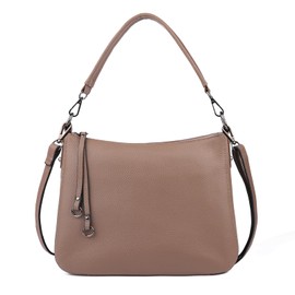 MFFOR Shoulder Bag, Genuine Leather, Women's, 2-Way Crossbody Bag, Handbag, Cross-Body Bag, Handbag, Zipper Pocket, Lightweight, Large Capacity, Soft, Simple, Casual, Handheld, Popular, Commuting to