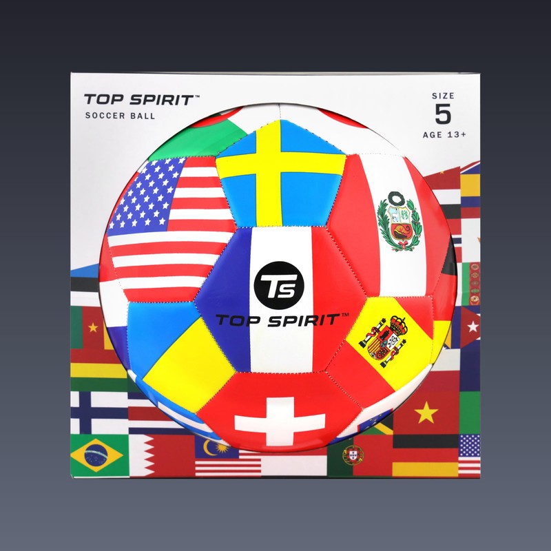TOP SPIRIT Size 5 Soccer Ball, Country Sports Training Futbol