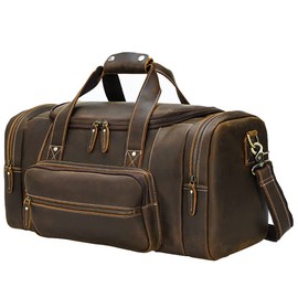 Bolsa de Viaje de Cuero Grande Bolso Duffel Bag Gimnasio Deportes Vuelo Cabaña Bolsa de Cuero Holdall Overnight Bolsa de Equipaje                     