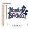 Decoración para tarta de música de 16 cumpleaños con purpurina,