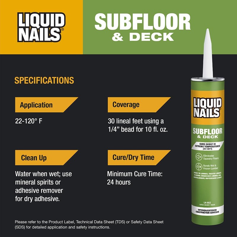 Liquid nails Subfloor and Deck 28 oz. White Latex-Based Construction