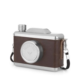 Foster & Rye Stainless Steel Snapshot Flask, Brown, 11 oz