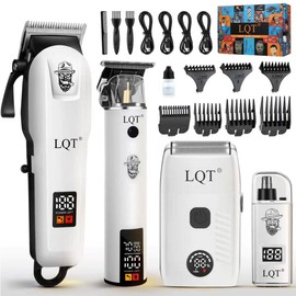 LQT Hair Clippers for Men Rechargeable Cordless Beard Trimmer & Electric Shaver, Hair Cutting Kit with LCD Display Gift for Dad, Husband, Men