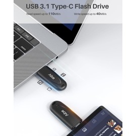 Aiibe 64GB USB C Flash Drive Thumb Drive USB C Drive Up to 110MB/s Read USB 3.2 Gen 1 USB C Memory Stick 64GB Flash Drive USB Stick for Phone, Laptop, Tablet, USB C Devices (Black)