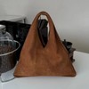 QJK Minimalist Handbag Hobo Bag Faux Suede Soft Tote Bag