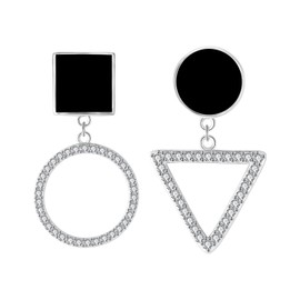Micory Asymmetric Earrings for Women 925 Sterling Silver Geometric Earrings Jewellery Gift for Girls Wife Mother Daughter, Sterling Silver