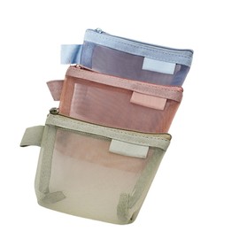3 Pcs Mesh Makeup Bags Zipper Cosmetic Bags Makeup Organizer Portable Travel Toiletries Pouch Bags Case for Home Office Travel