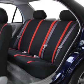 FH Group Car Seat Covers Rear Set Cloth - Car Seat Covers with Removable Headrest,Universal Fit,Automotive SeatCovers,Washable Car SeatCover for SUV,Sedan,Van Red