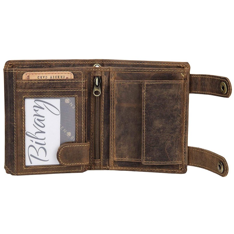Greenburry BV-1796AC-RFID-25/Chain Vintage RFID Leather Biker Wallet with Chain, brown,