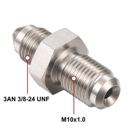 Podavelle 3AN Male to M10x1.0 Metric Stainless Steel Brake Clutch Adapter Fitting Connector