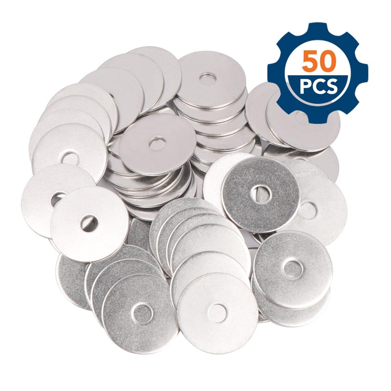 50PCS 1/4" x 1-1/4" Fender Washers, 18-8(304) Stainless Steel Flat