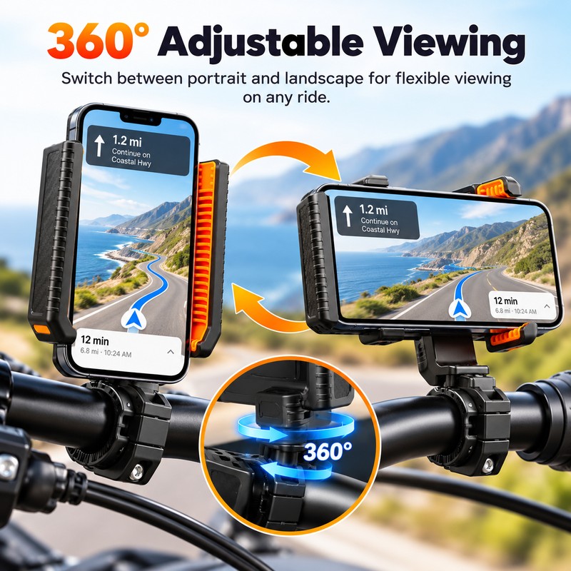 Golf Cart Phone Holder for Hands-Free Viewing – 360° Rotating