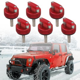Quick Release Aluminum Hardtop Bolts, Thumb Screws for Hardtop Removal, Compatible with 2007-2018 Wrangler JK, 2018-2022 JL & Gladiator JT, Durable Alloy, Red/Black/Blue, 6-Pack (Red)