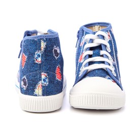 Nordan Stylish children's shoes: textile trainers in various colours with practical combination of zip and laces - perfect for little trendsetters. 910350, Blue 9799, 30 EU