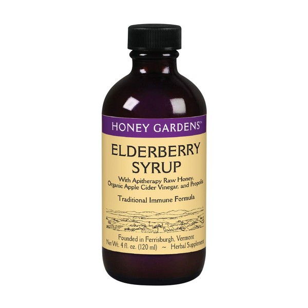 HONEY GARDEN APIARIES Apitherapy Elderberry Honey Syrup, 4 FZ