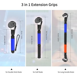 EUCARLOS Long Arms for Gorilla Tag, 3-in-1 Extensions Grips for Meta Quest 3 Controller Accessories, Dual Handles Grips Compatible with Oculus Quest 3 VR Games Sticks for Beat Saber
