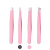 Set of 4 eyebrow tweezers, flat, slanted, pointed and hooked