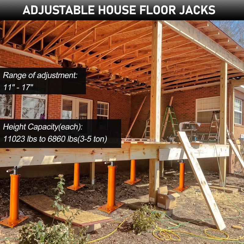 House Jacks for Leveling, 11"-17" Adjustable House Jack Post Basement