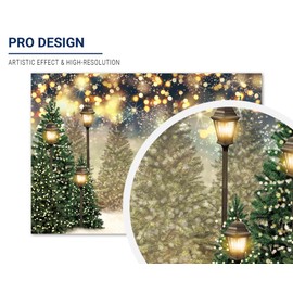 Allenjoy 7x5ft Winter Forest Landscape Photography Backdrop Glitter Spot Xmas Green Pine Trees Snowy Wonderland Background for Christmas New Year Party Decor Banner Portrait Photo Booth Props