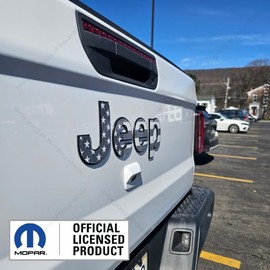 Decal Mods Rear Tailgate Jeep Flat Overlay Decal Graphic fits Jeep Gladiator/Wrangler JL/JT (2018-2024) Black & White USA Flag - FFLAG | FK2P3