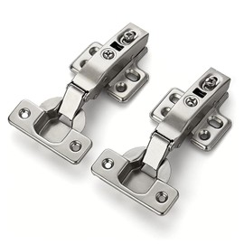 10 Piezas Bisagras para Puertas de Madera, Bisagras para Puertas de Herrajes para Gabinetes, Kit de Placa de Bisagras Accesorio de Acero Inoxidable con Agujero y Tornillos, para Gabinete, Cajón - 10PK