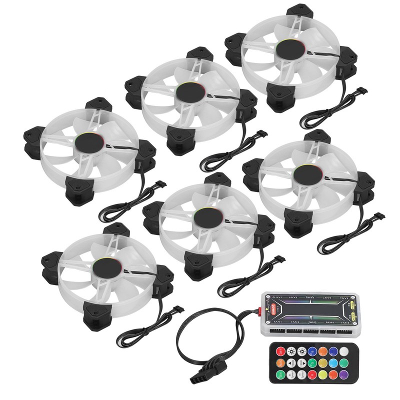 6pcs Computer Case Fan 120mm Ultra Quiet Adjustable Color RGB