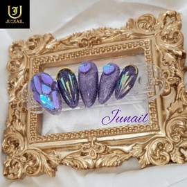 ❣Purple Reflection Handmade Nail Tips - Short Round / ❣보라빛반사 수제네일팁 - 숏라운드