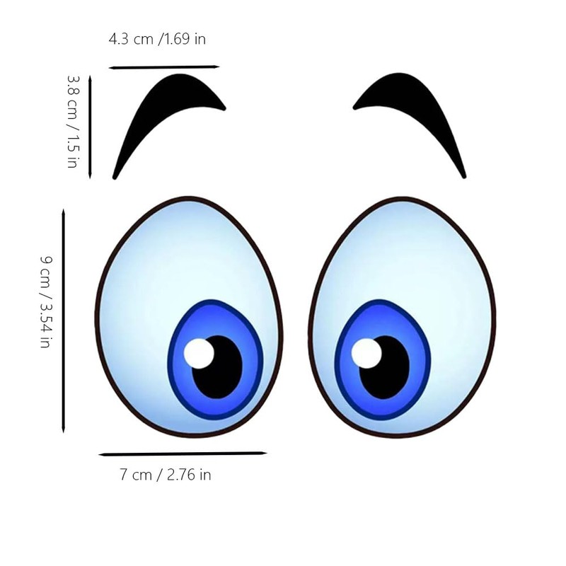 Decorative DIY Cartoon Eye Car Stickers 2-piece Set of Vinyl