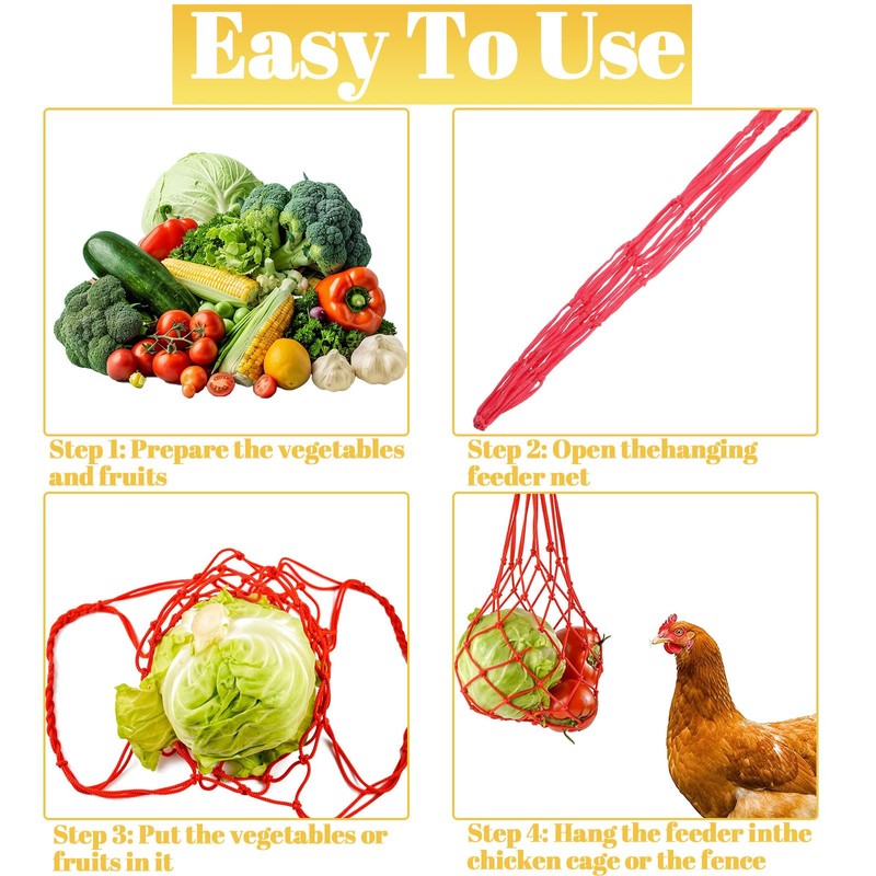 CUVZORA Pack of 3 Chicken Feeder Net for Hanging, Hanging