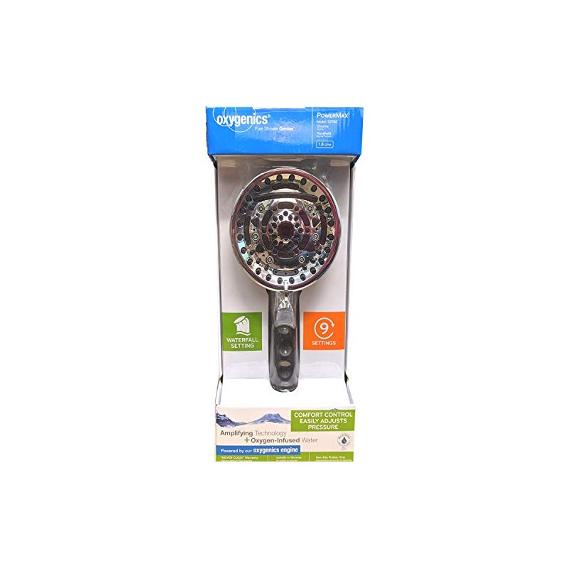 PowerMax Chrome 9-Spray Handheld Shower Head