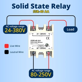 YQSIYU SSR-40AA Solid State Relay AC to AC Single Phase Input 80-250V AC to Output 24-380V AC 40A 2PCS
