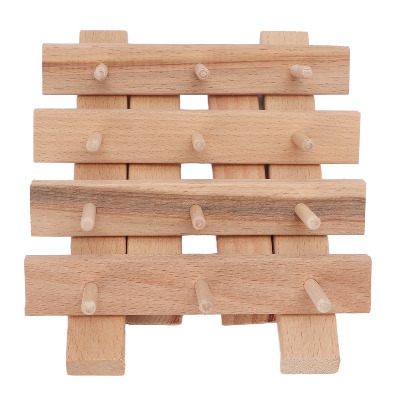 12 Spools Wooden Sewing Thread Holder Foldable Bobbin Hanging Rack