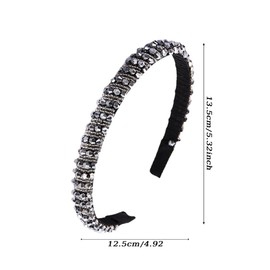 SURALIN 1 x headband for women with crystal beads, headband, hair accessory, headband, women's headband, girls (silver)
