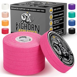 Bighorn Athletics Jiu Jitsu Finger Tape | Residue-Free Athletic Finger Tape for Sports & Injuries: Rock Climbing, Volleyball, Football, Basketball, Hands & Toes | 0.3-Inch x 45-feet, 8-Rolls, Pink