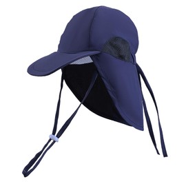 Baby Sun Hat with Neck Flap Adjustable Toddler Sun Hat Baby Boys Girls Sun Protection Summer Beach Hat（Blue）