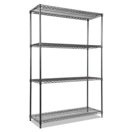 Alera Wire Shelving Starter Kit, Four-Shelf, 48w x 18d x 72h, Black Anthracite