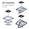 diisunbihuo Modern Crystal Chandeliers LED Square 3-Rings Chandelier Pendant Lights