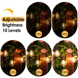 Mlambert 48FT Solar String Lights with Remote, Outdoor Waterproof Patio Lights with 18 LED Shatterproof G40 Bulbs(1 Spare) for Backyard-Black Wire