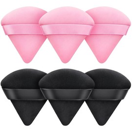 6Pcs Triangle Powder Puffs for Face Powder,Soft Makeup Puff for Loose Powder,Makeup Sponge Foundation Blender Wet and Dry Use Makeup Tool - Color: Black and Pink
