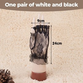 FDGGT 2 Pairs Fingerless Lace Gloves, Women's Lace Gloves, Hollow Gloves, Sexy Half Finger Gloves, Performance Party Dress Decoration, black