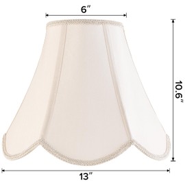 GO&SO 6x13x10.6" Barrel Lamp Shades (Spider) Yellowish Beige Scalloped Lamp Shade -Bell Faux Silk Shades for Floor/Table/Bedside Lamps,Modern Lamp Shade Petal Edge Braid Design -Easy Assembly -1 Pack