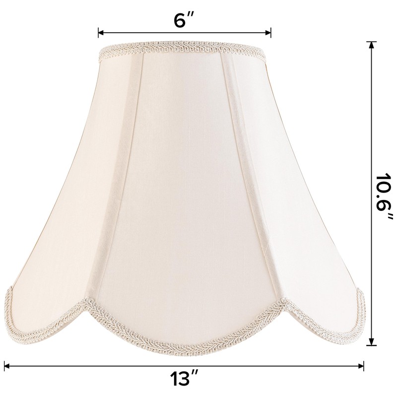 GO&SO 6x13x10.6" Barrel Lamp Shades (Spider) Yellowish Beige Scalloped Lamp
