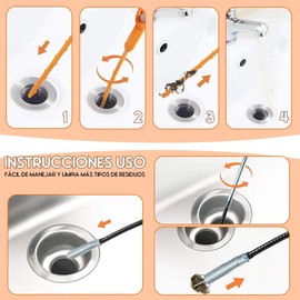 Destapador de Drenaje, Kit de 6 Herramientas para Eliminar Obstrucciones