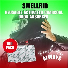 SMELLRID Activated Charcoal Odor Remover That Works [100 Pack] - Mini 5g (2” x 2”) Pack Treats 2 Sq. Ft.- Premium Natural Odor & Dampness Absorber Safeguard Stored/Shipped Items