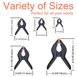 Wellmax 16 Piece Heavy Duty Nylon Spring Clamps Set, 5 Sizes Variety Pack